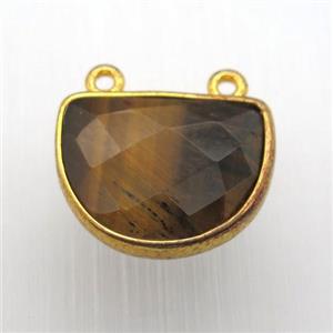 tiger eye stone moon pendant, gold plated, approx 13-17mm [GM12840]