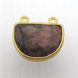 rhodonite moon pendant, gold plated, approx 13-17mm [GM12843]