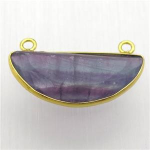purple fluorite moon pendant, gold plated, approx 15-30mm [GM12846]