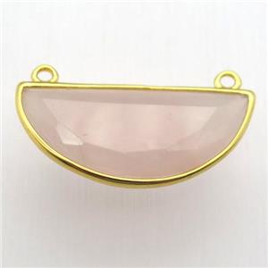 rose quartz moon pendant, gold plated, approx 15-30mm [GM12847]