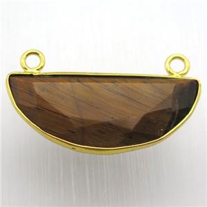 tiger eye stone moon pendant, gold plated, approx 15-30mm [GM12849]