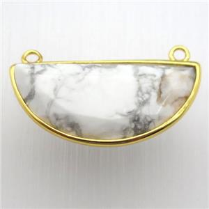 white howlite turquoise moon pendant, gold plated, approx 15-30mm [GM12850]
