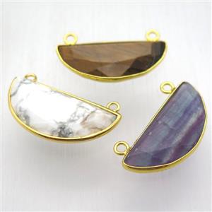 mix gemstone moon pendant, gold plated, approx 15-30mm [GM12852]