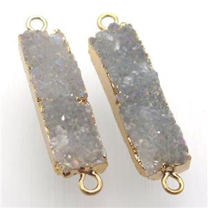 druzy quartz connector, rectangle, AB color, gold plated, approx 10-35mm [GM12915]