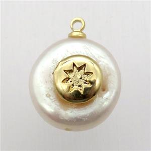 Natural pearl pendant with northstar, approx 10-14mm dia [GM12929]