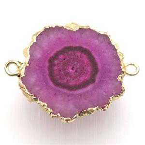 hotpink solar quartz Druzy connector, freeform, gold plated, approx 20-30mm [GM12948]