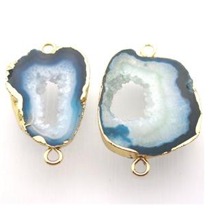 druzy agate connector, freeform, gold plated, approx 20-35mm [GM12957]