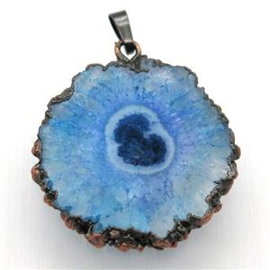 blue solar quartz Druzy pendant, freeform, Antique red, approx 30-45mm [GM12964]