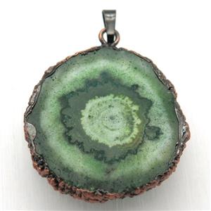 green solar quartz Druzy pendant, freeform, Antique red, approx 30-45mm [GM12965]