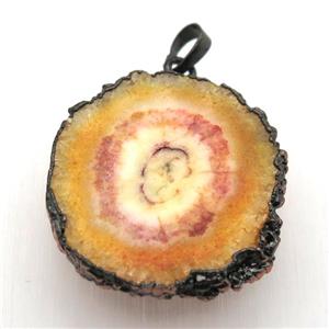 orange solar quartz Druzy pendant, freeform, Antique red, approx 30-45mm [GM12966]