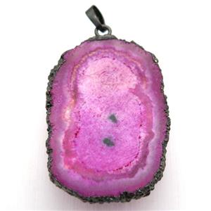 hotpink solar quartz Druzy pendant, freeform, Antique red, approx 30-45mm [GM12967]