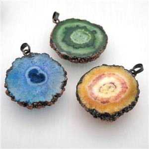 mixed color solar quartz Druzy pendant, freeform, Antique red, approx 30-45mm [GM12968]