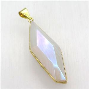 white Agate pendant, AB color electroplated, approx 20-50mm [GM12969]
