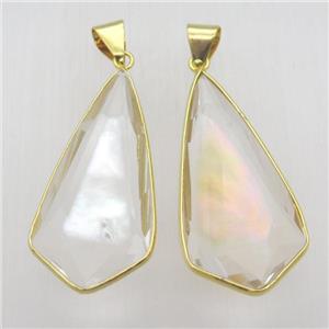 Agate pendant, AB color electroplated, approx 20-45mm [GM12970]