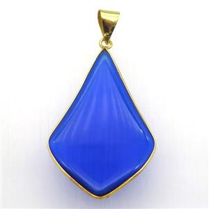 blue cat eye glass pendant, teardrop, approx 30-45mm [GM12975]