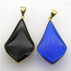 mixed color glass pendant, teardrop, approx 30-45mm [GM12976]