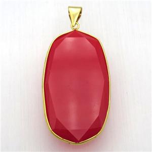 red cat eye glass pendant, faceted, approx 28-55mm [GM12977]