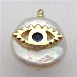 Natural pearl pendant with eye, approx 10-16mm [GM13004]