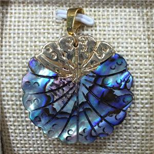 abalone shell pendant, approx 32mm dia [GM13111]