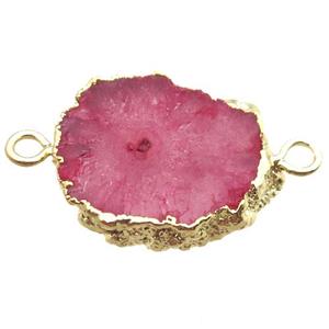 red Solar Quartz Druzy slab connector, freeform, gold plated, approx 20-25mm [GM13129]