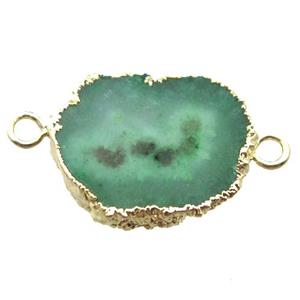 green Solar Quartz Druzy slab connector, freeform, gold plated, approx 20-25mm [GM13132]