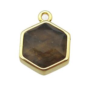 Labradorite hexagon pendant, gold plated, approx 12mm dia [GM13150]