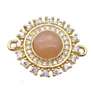 sunstone circle connector pave zircon, gold plated, approx 15mm dia [GM13175]