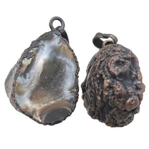Agate Druzy pendant, freeform, antique red, approx 25-35mm [GM13199]
