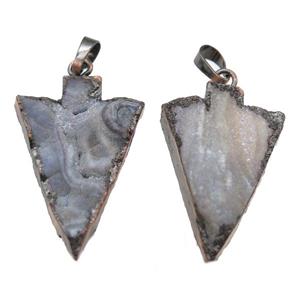 Solar Agate Druzy arrowhead pendant, antique red, approx 20-40mm [GM13202]