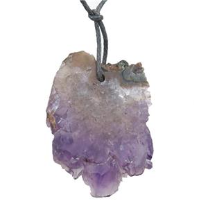 purple Amethyst Druzy slice pendant, freeform, approx 30-45mm [GM13212]