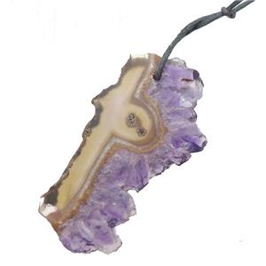 purple Amethyst Druzy slice pendant, freeform, approx 30-55mm [GM13213]