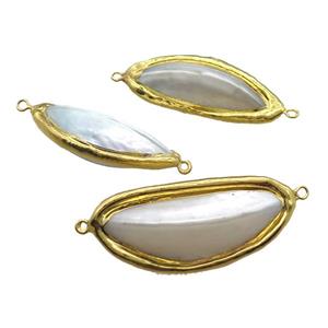 Mother of Pearl connector, gold plated, approx 15-50mm [GM13251]