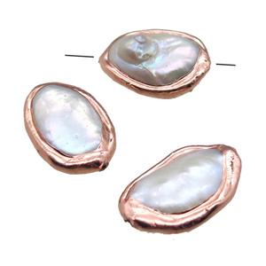 natural pearl beads, oval, rose gold, approx 15-20mm [GM13261]