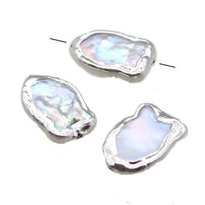 natural pearl beads, fish, silver plated, approx 12-20mm [GM13262]