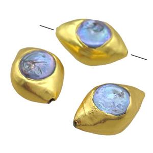 natural pearl beads, barrel, gold plated, approx 15-22mm [GM13273]