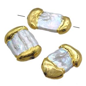 natural pearl beads, gold plated, approx 15-30mm [GM13285]