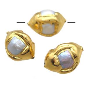 natural pearl beads, gold plated, approx 15-19mm [GM13286]