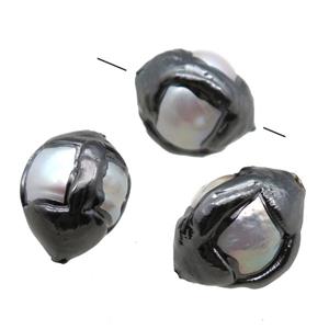 natural pearl beads, black plated, approx 15-19mm [GM13287]