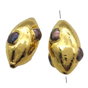 pearl beads, freeform, gold plated, approx 20-30mm [GM13295]