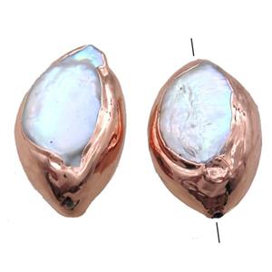 natural pearl beads, rice, rose gold, approx 18-30mm [GM13304]