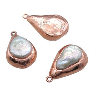 natural pearl beads, teardrop, rose gold, approx 20-25mm [GM13306]