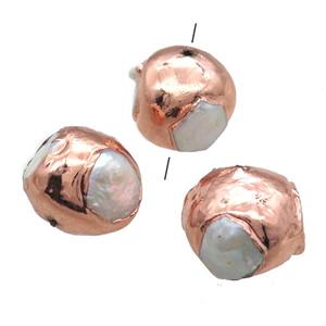 natural pearl beads, round, rose gold, approx 20mm dia [GM13312]