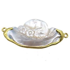 Mother of Pearl connector, gold plated, approx 20-50mm [GM13328]