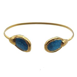 copper bangle with agate, adjustable, gold plated, approx 18-25mm, 60mm [GM13333]