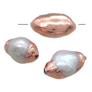 natural pearl beads, freeform, rose gold, approx 10-14mm [GM13338]