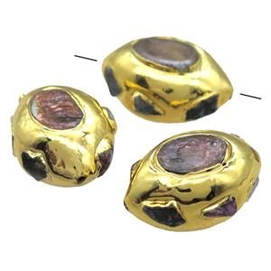 natural pearl beads, barrel, gold plated, approx 20-30mm [GM13356]