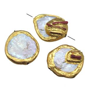 natural pearl beads, freeform, gold plated, 24mm dia [GM13362]