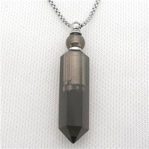 smoke Quartz perfume bottle Necklace, approx 16-60mm [GM13374]