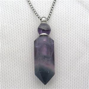 purple Fluorite perfume bottle Necklace, approx 16-60mm [GM13378]