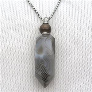 gray Botswana Agate perfume bottle Necklace, approx 16-60mm [GM13382]
